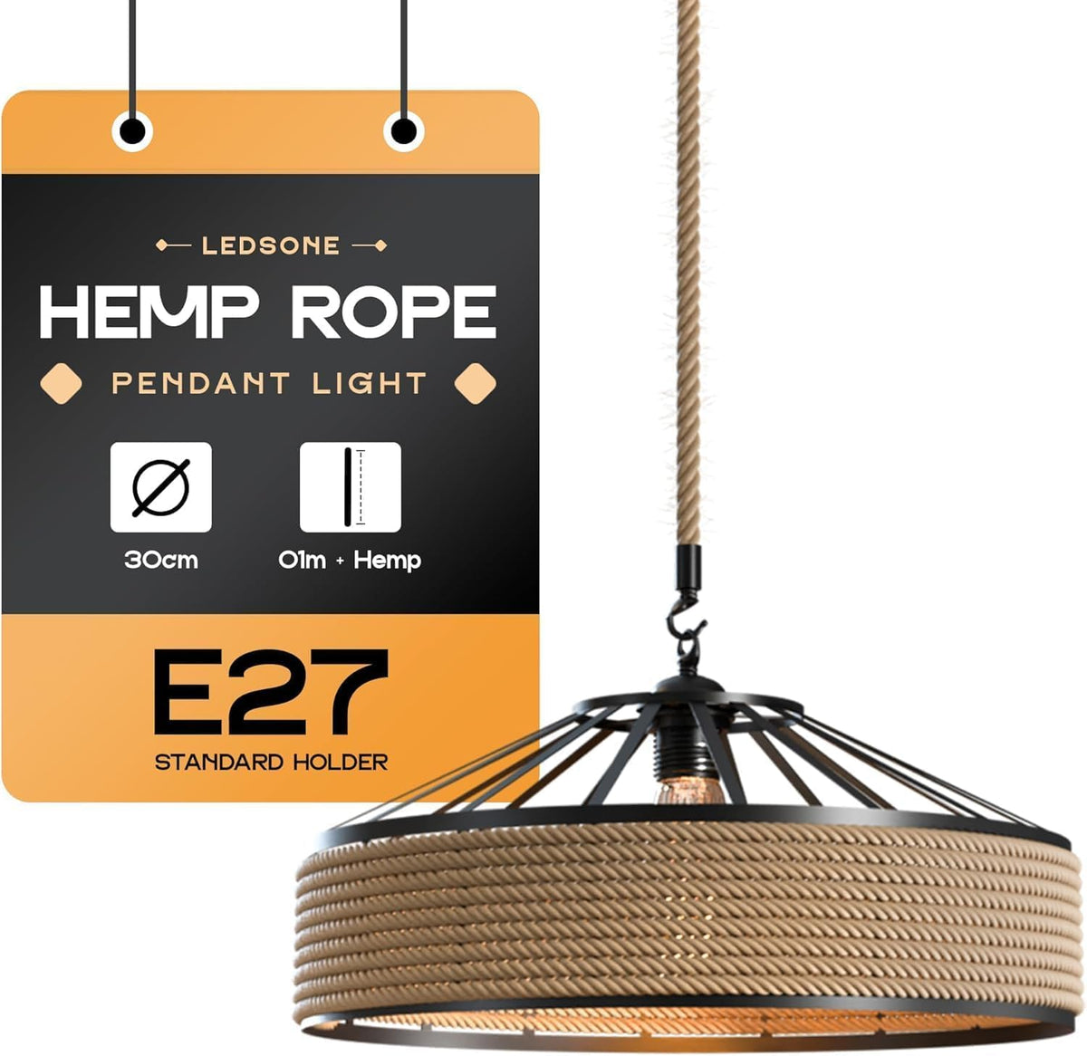 natural jute rope ceiling lamp