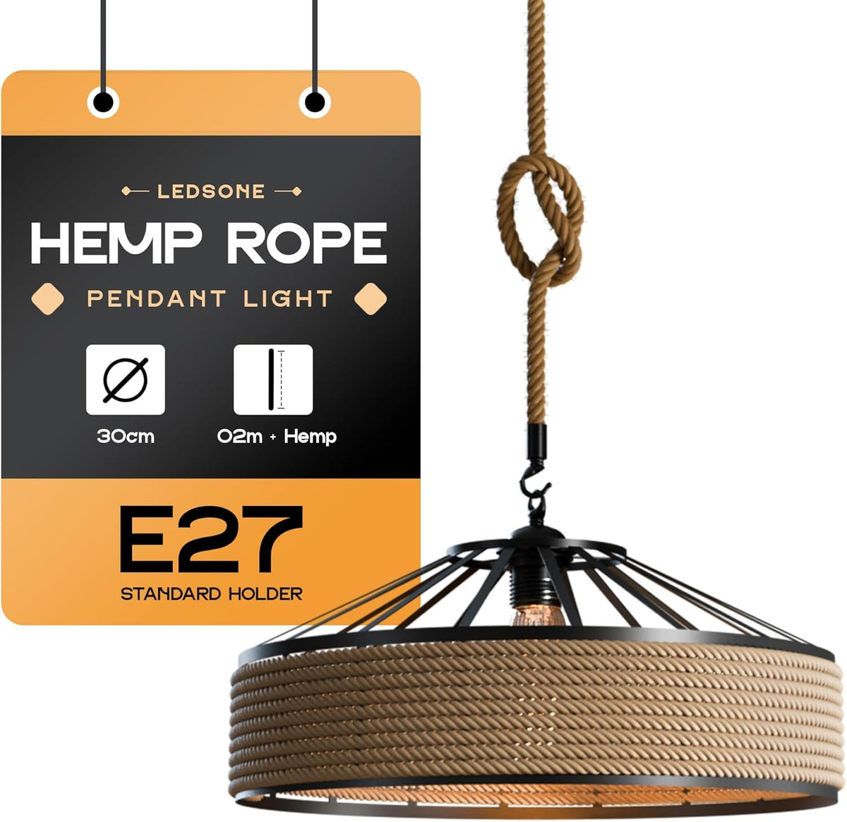 vintage hemp rope hanging lamp