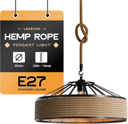 vintage hemp rope hanging lamp