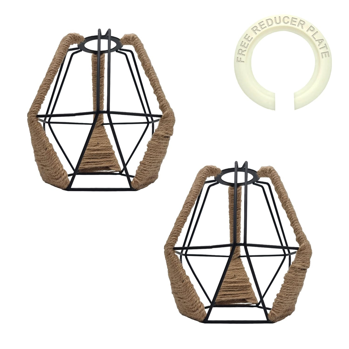 Vintage Hemp Rope  Wire Cage Ceiling Lampshade~4071