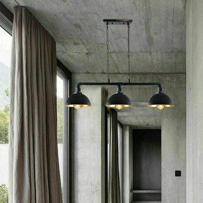 3 Head Water Pipe Ceiling Pendant Light With Black Dome Shade~2611