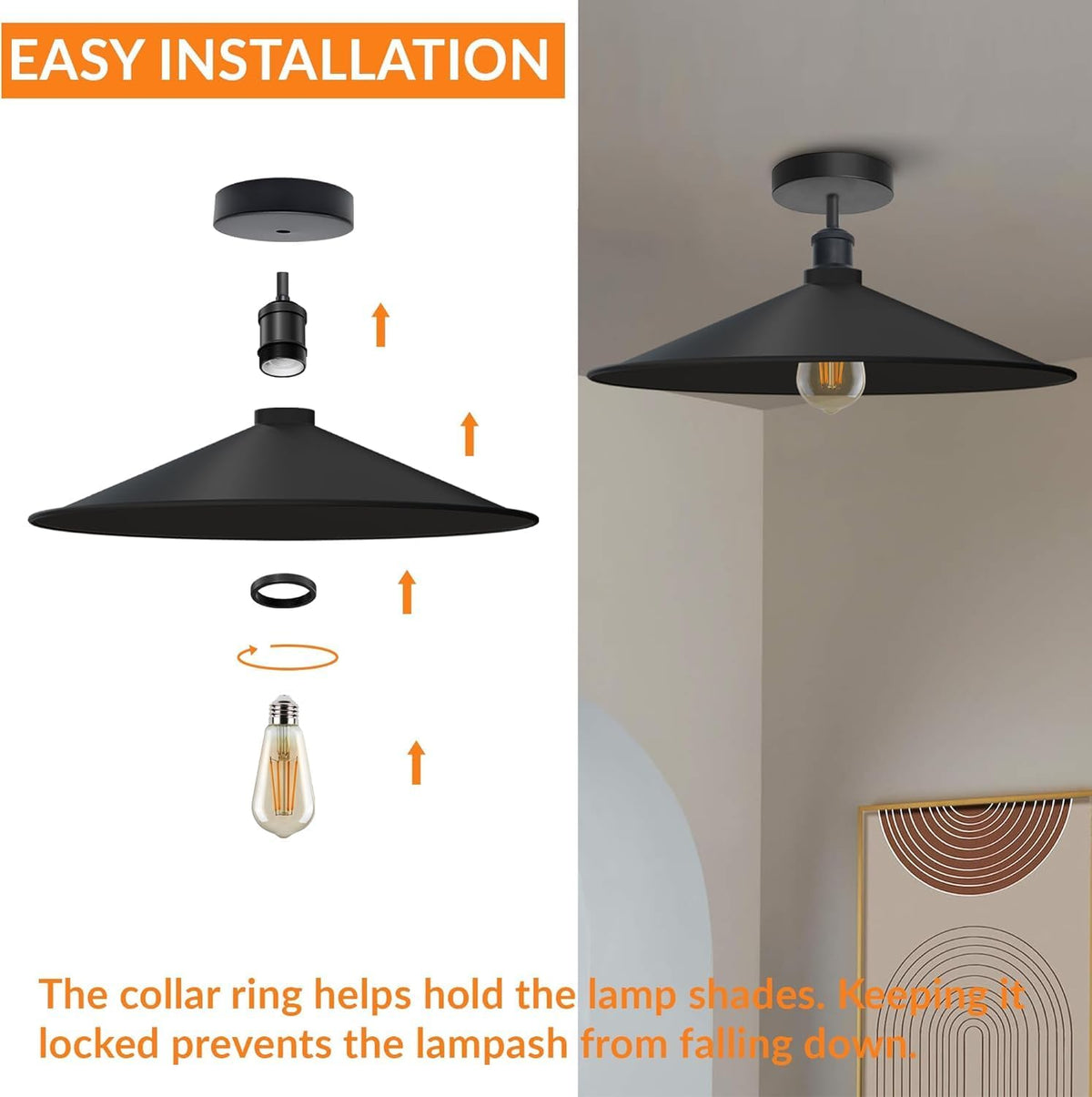 Vintage E27 Semi Flush Mount Metal Ceiling Lights~4069