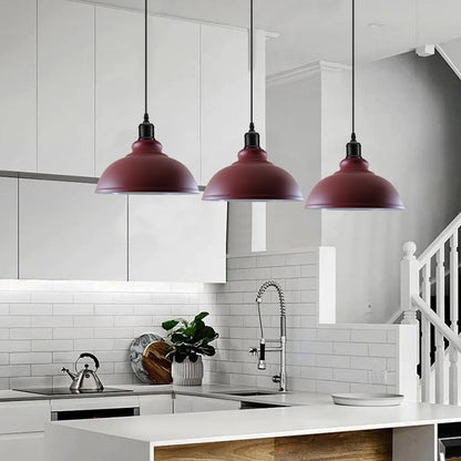 Vintage Curvy Dome Pendant Light in Burgundy~4127