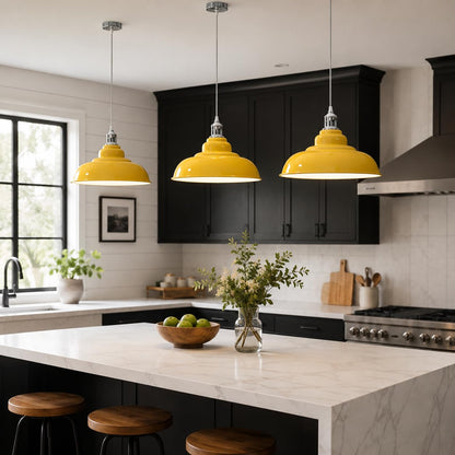 Semi Curvy Pendant Light Retro  E27 32cm Metal Shade~4138