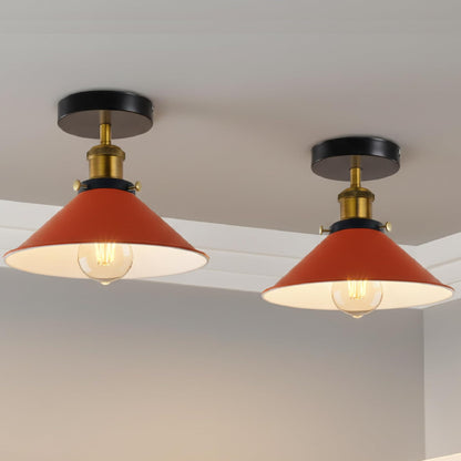 2 Pack 22cm Cone Ceiling Light E27 Semi Flush ~4106