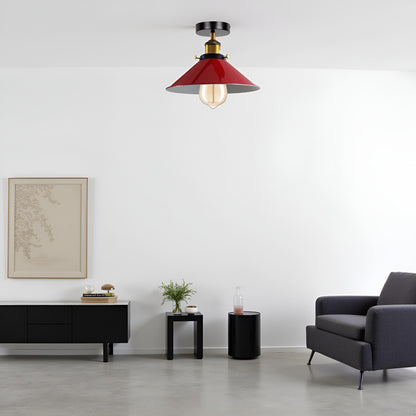Semi Flush Ceiling Light 22cm Cone Shade E27 with Bulb ~4126