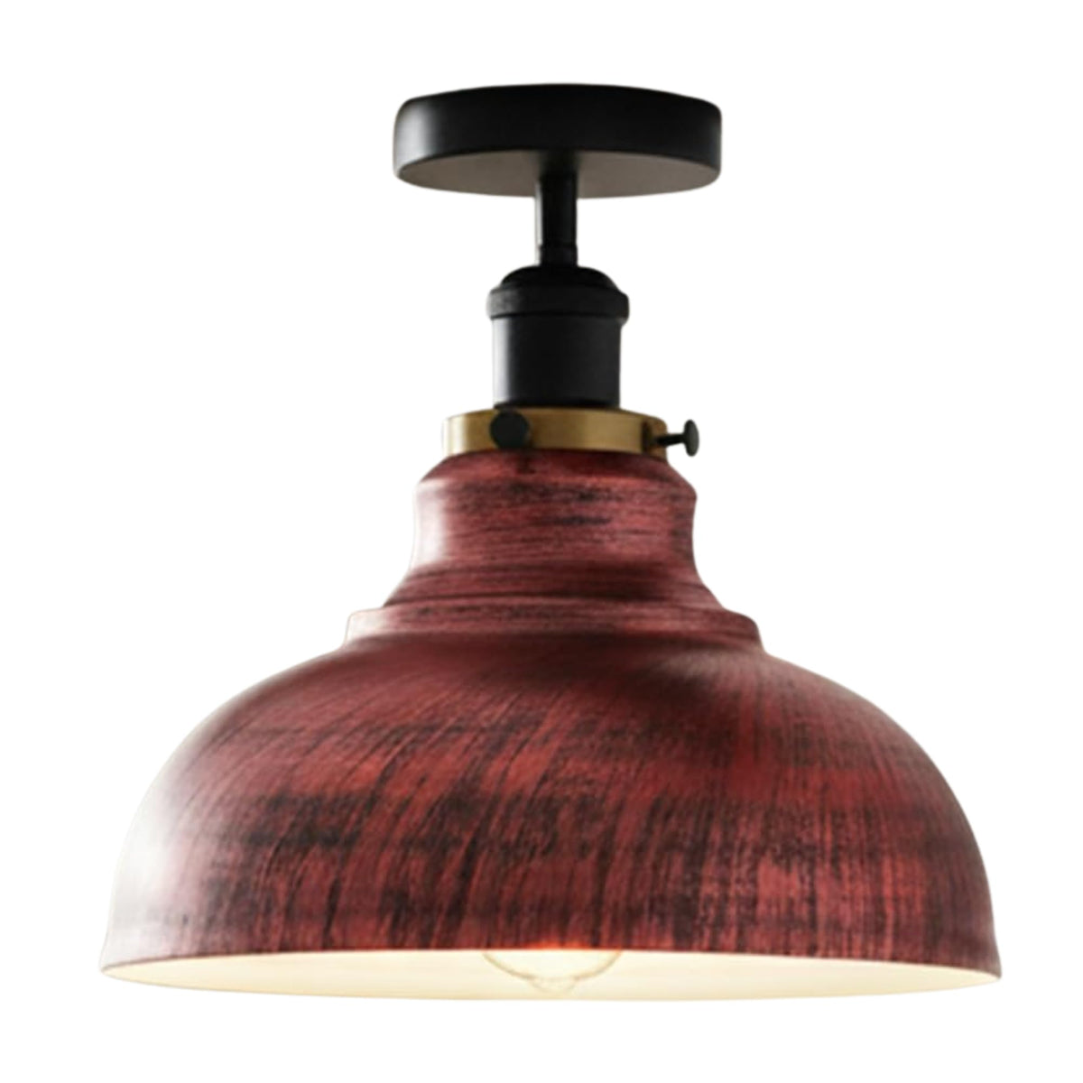 Curvy Metal Shade Ceiling Light, Semi Flush Mount Fixture, E26 Black Holder