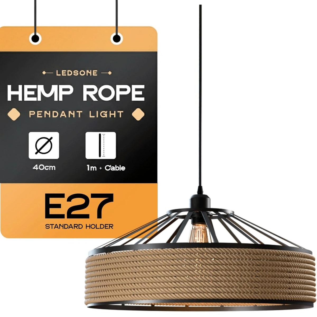 industrial hemp rope pendant
