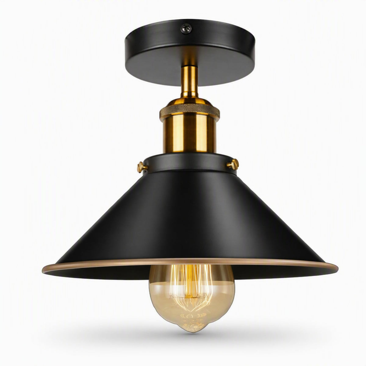 Semi Flush Ceiling Light 22cm Cone Shade E27 with Bulb ~4126