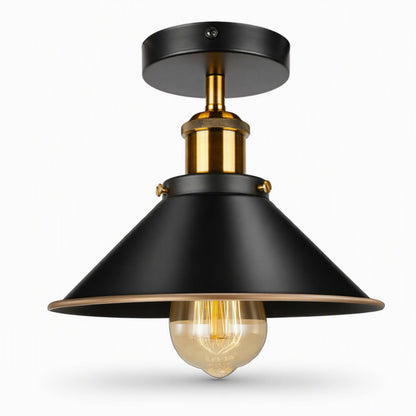 Semi Flush Ceiling Light 22cm Cone Shade E27 with Bulb ~4126