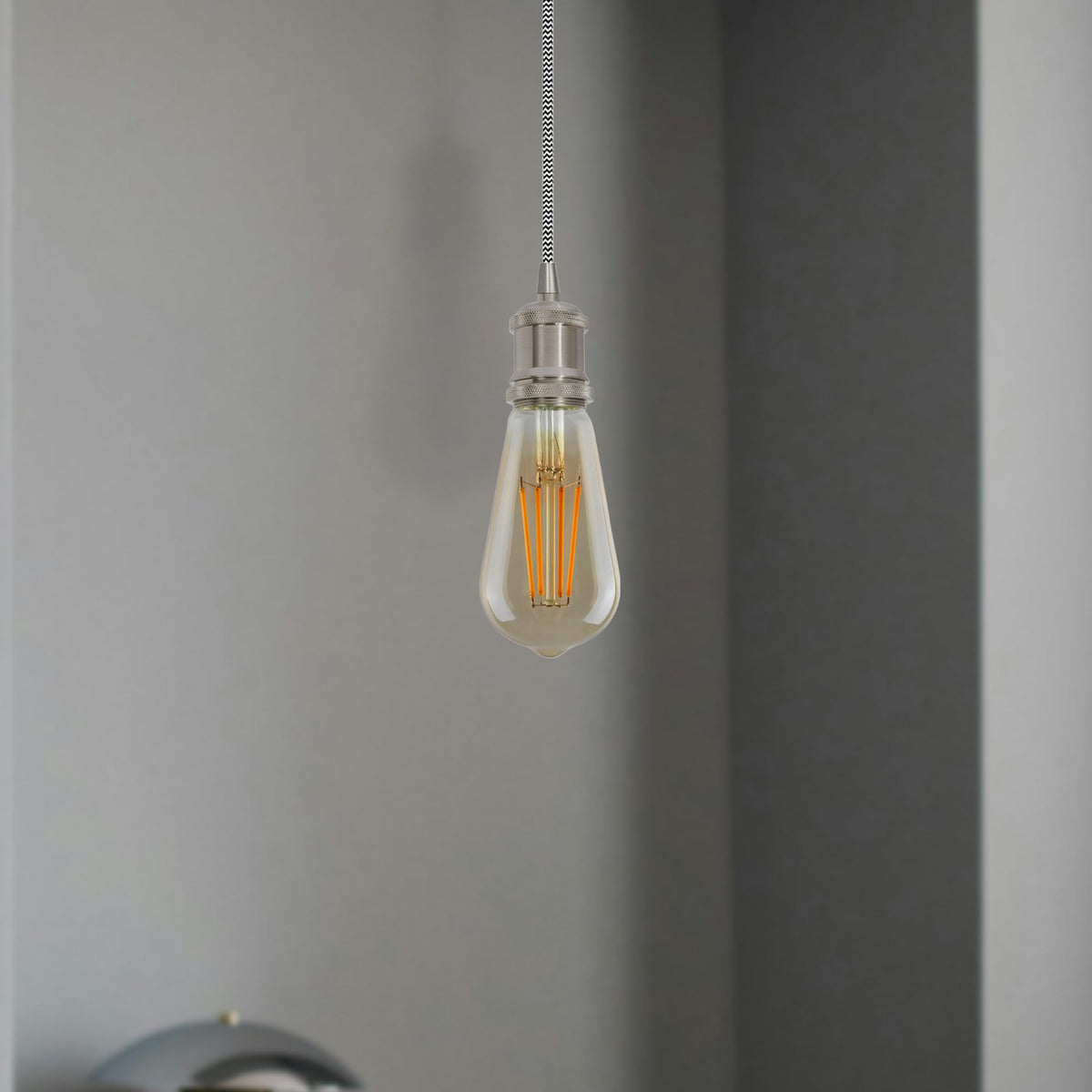 Vintage E27 Pendant Light 1m Braided Cable ~ 4049