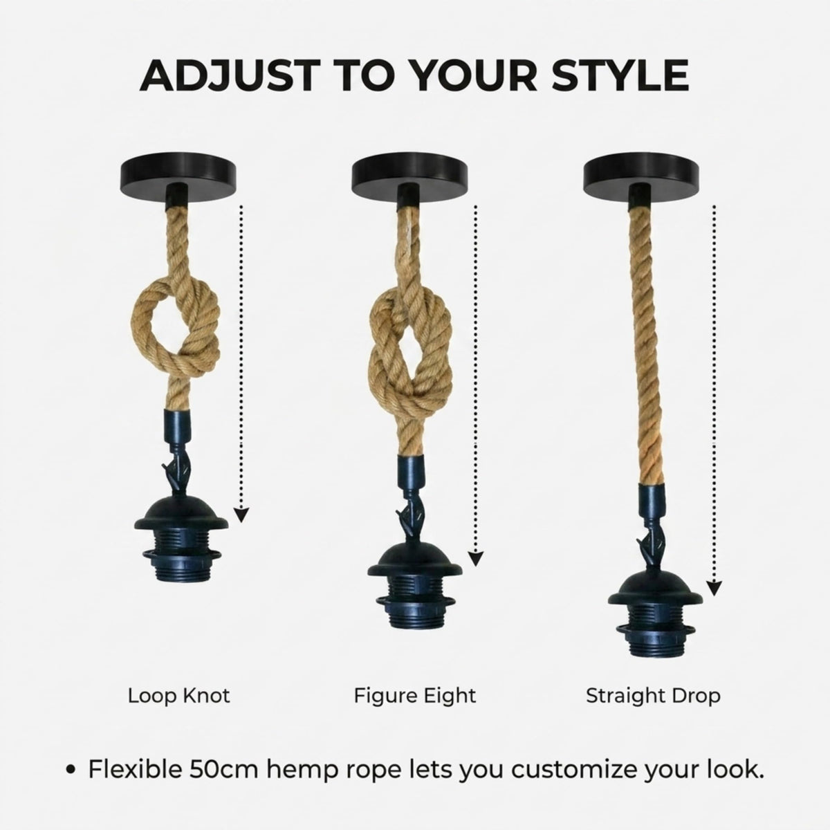 Hemp Ceiling Pendant Light Fitting E27 Lamp~4109