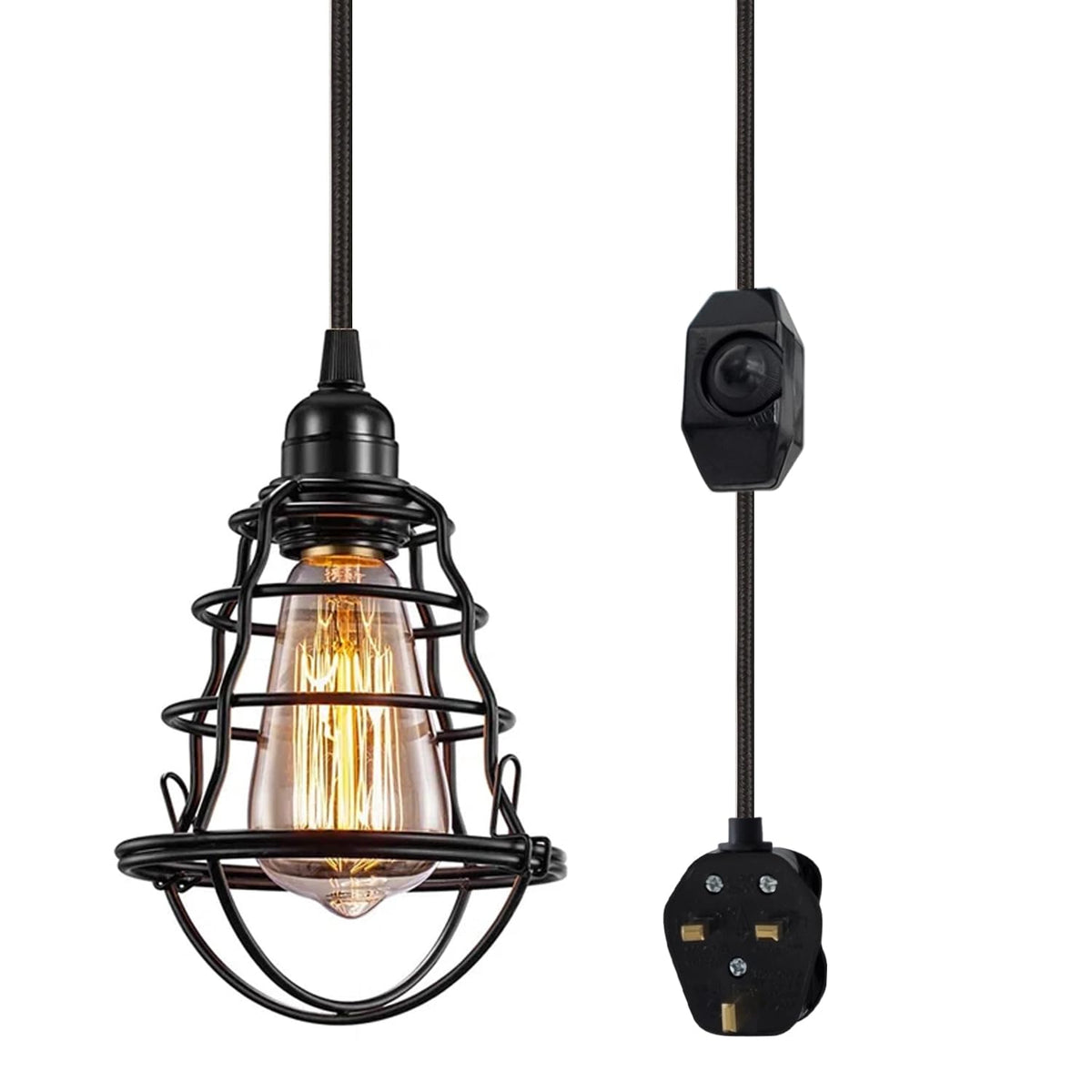 2m Plug in Pendant Light Fabric Cable  E27 Socket~4101