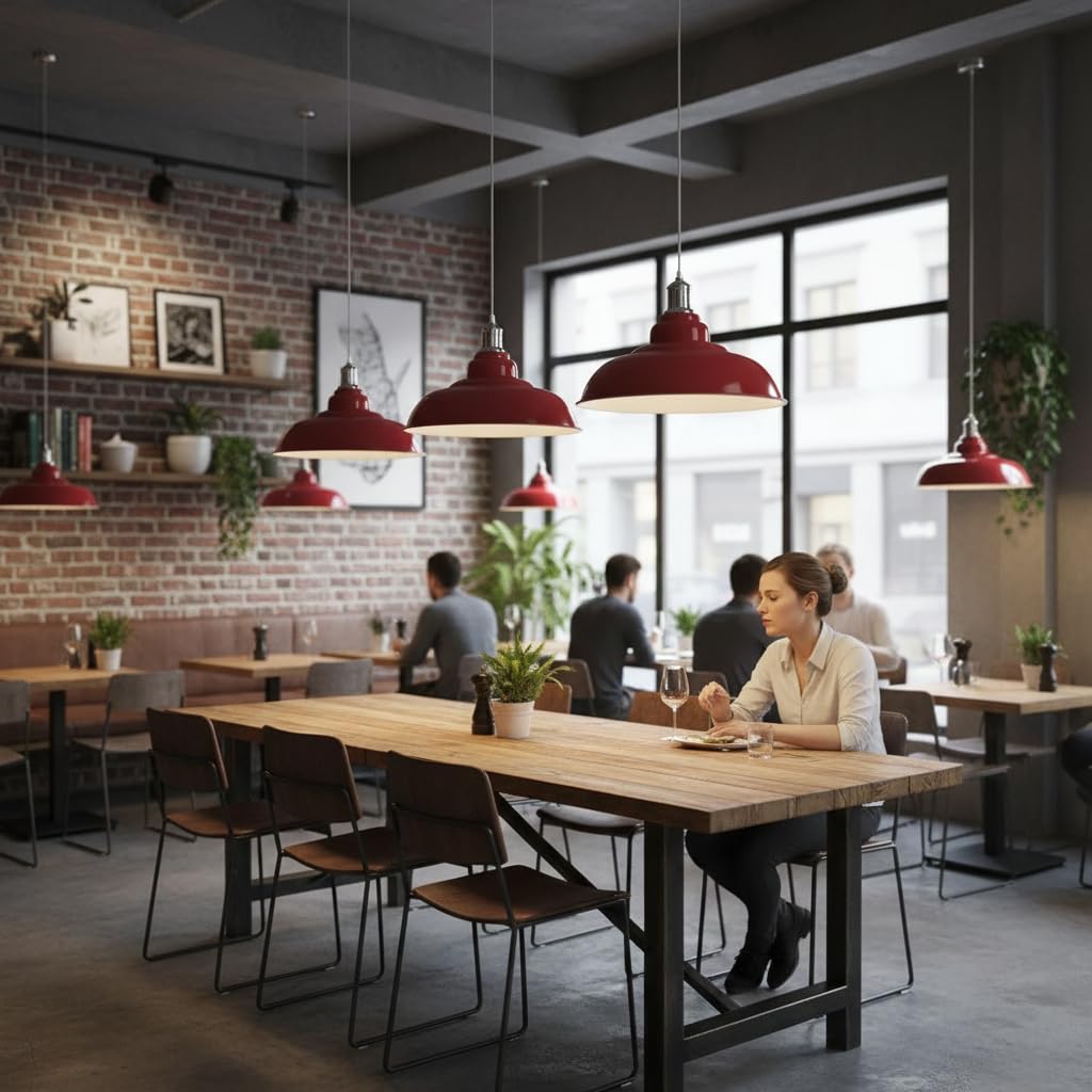 Semi Curvy Pendant Light Retro  E27 32cm Metal Shade~4138
