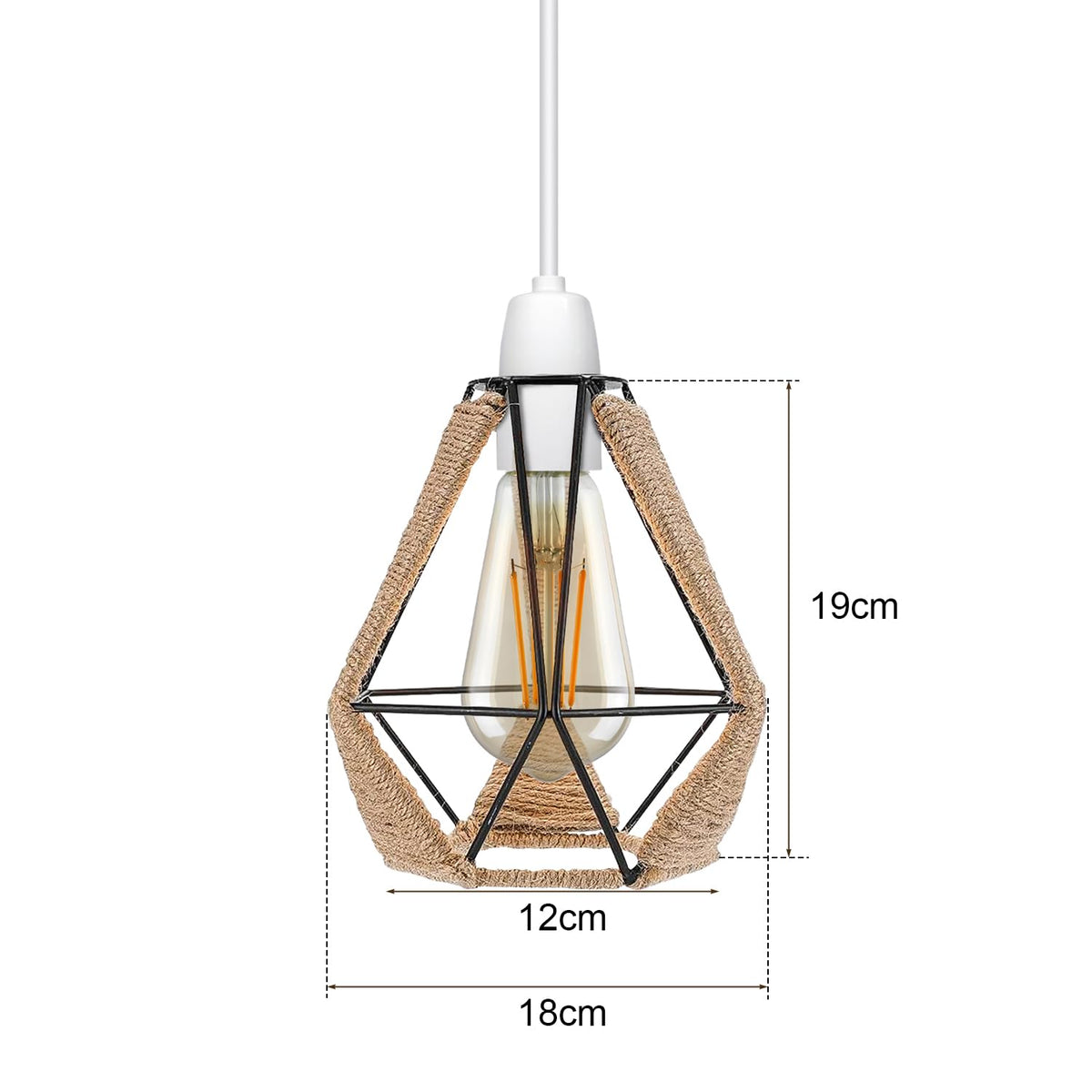 Vintage Hemp Rope  Wire Cage Ceiling Lampshade~4071
