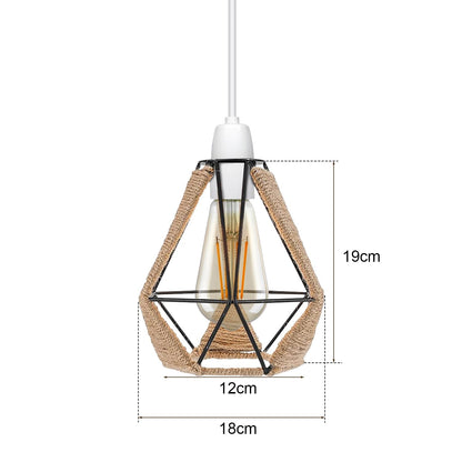 Vintage Hemp Rope  Wire Cage Ceiling Lampshade~4071