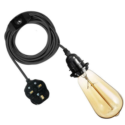 2m Plug in Pendant Light Fabric Cable  E27 Socket~4101