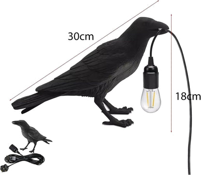 Black Raven Table Lamp – Resin Crow Lamp with Bulb~4044