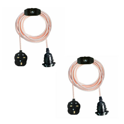2m Plug in Pendant Light Fabric Cable  E27 Socket~4101