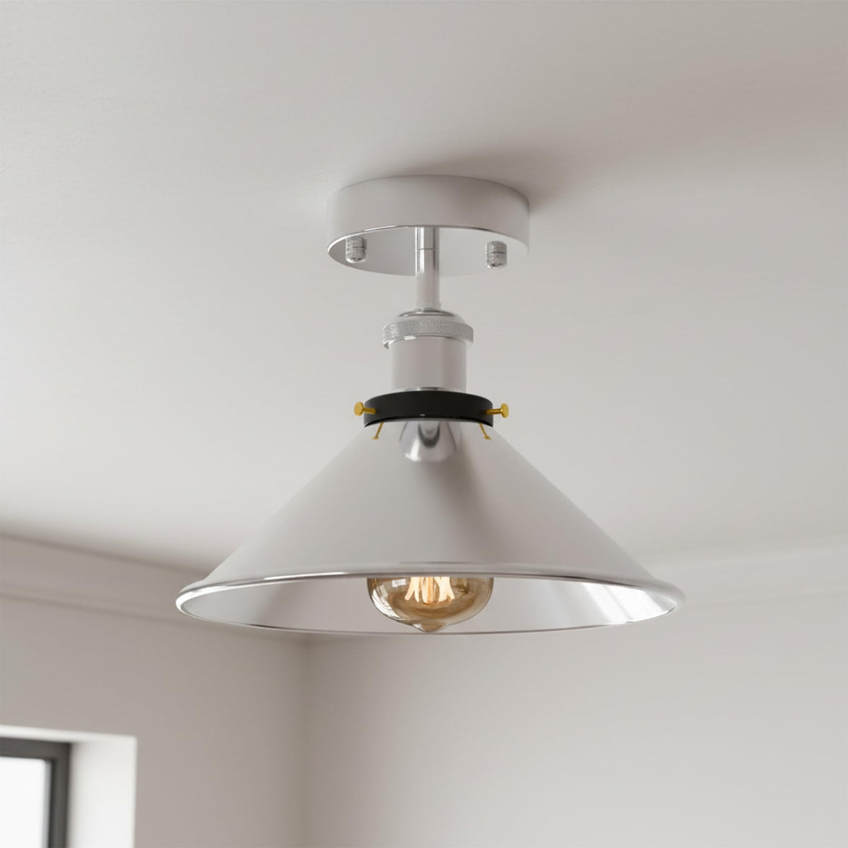 white modern flush mount semi