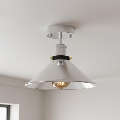 white modern flush mount semi
