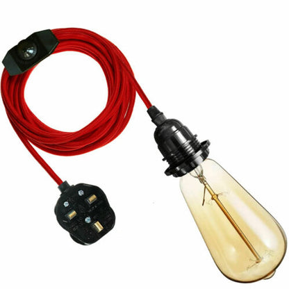 2m Plug in Pendant Light Fabric Cable  E27 Socket~4101
