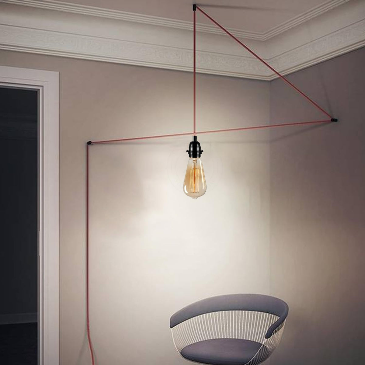 Industrial hanging 4m Plug in Pendant Light Fit~4065