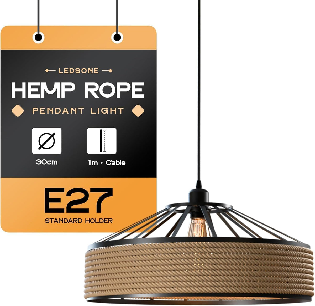 natural hemp rope ceiling lamp
