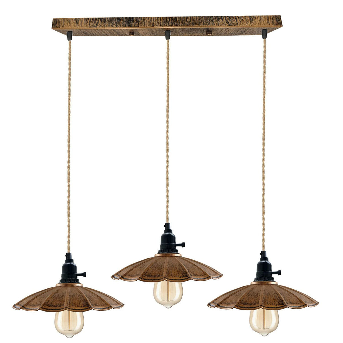 3 Way Pendant Light Triangle Metal Wire Cage~4059