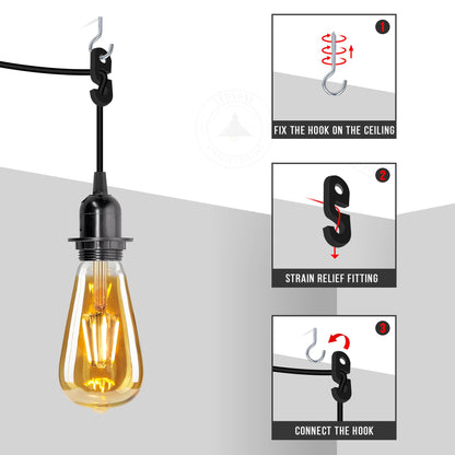 Plug in Pendant Light 2m/4.5m Cable E27 Lamp Holder~4119
