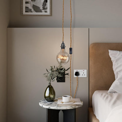 Hemp Rope Light Plug in Pendant Lighting with Bulb~4118