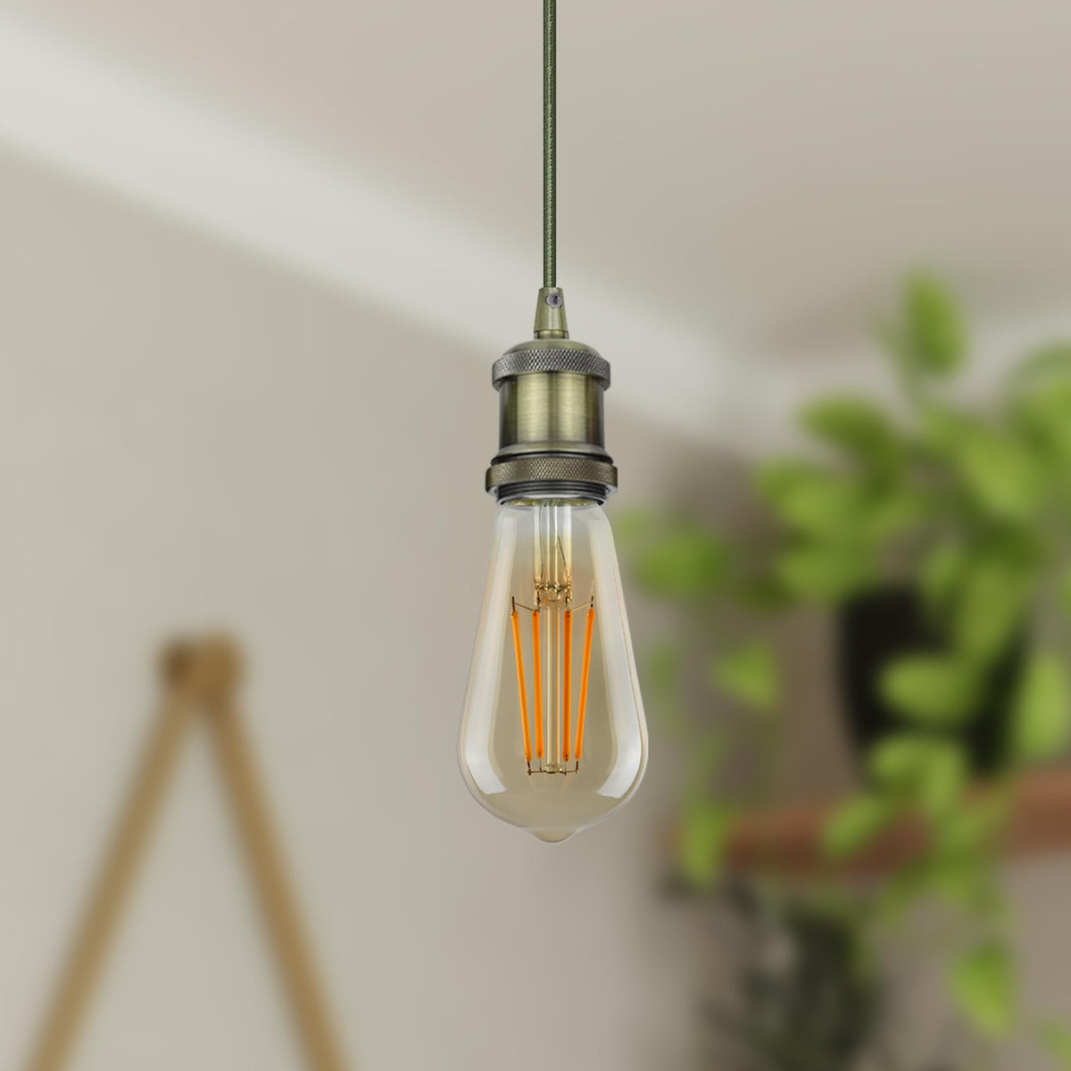 Vintage E27 Pendant Light 1m Braided Cable ~ 4049