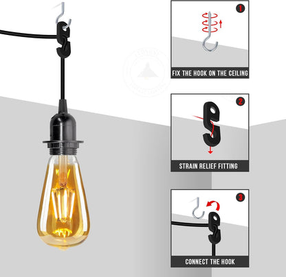 Plug in Pendant Light 2m/4.5m Cable E27 Lamp Holder~4119