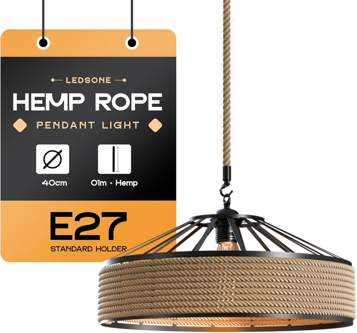 rustic jute rope pendant light