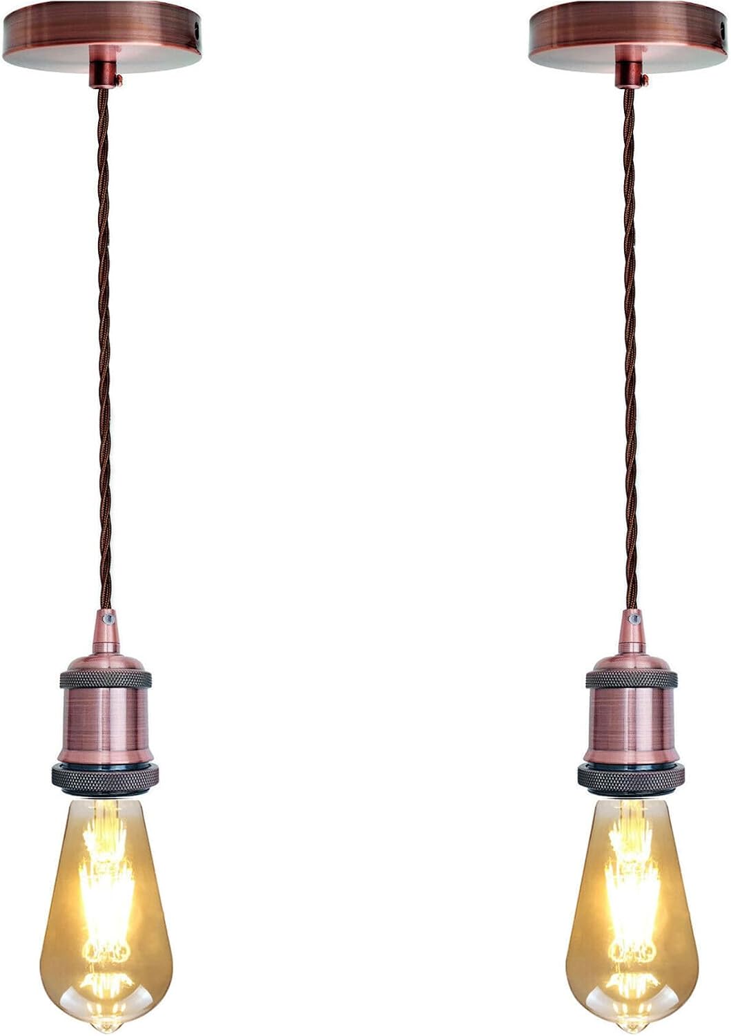 2 Pack Vintage E27 Pendant Light 2m Cable ~ 4062