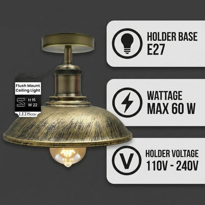 Metal Light Shades Ceiling Pendant Light Brushed Brass ~ 3068