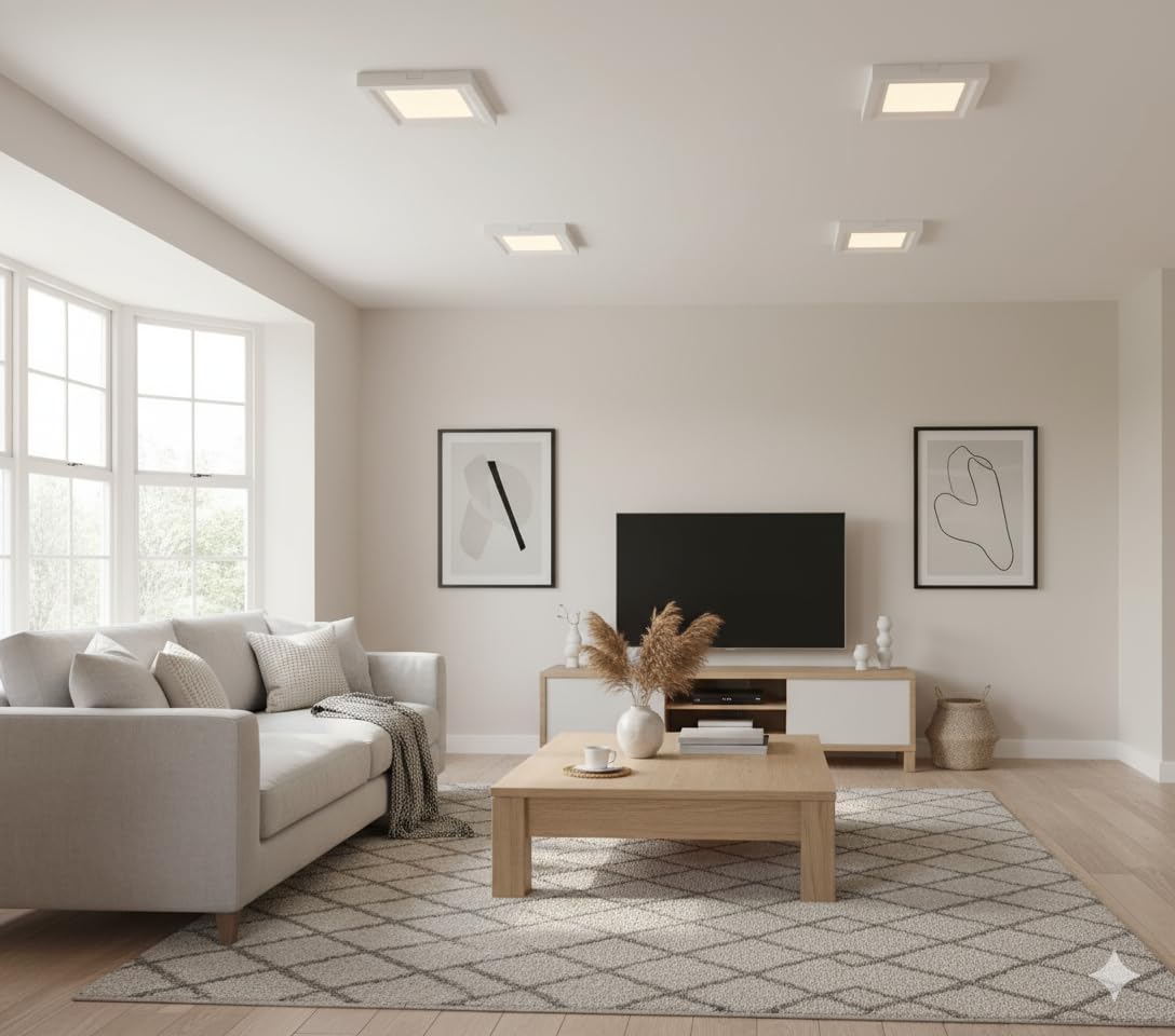 Vintage 5W Square LED Ceiling Panel Light, 6000K, 5 Pack~4218