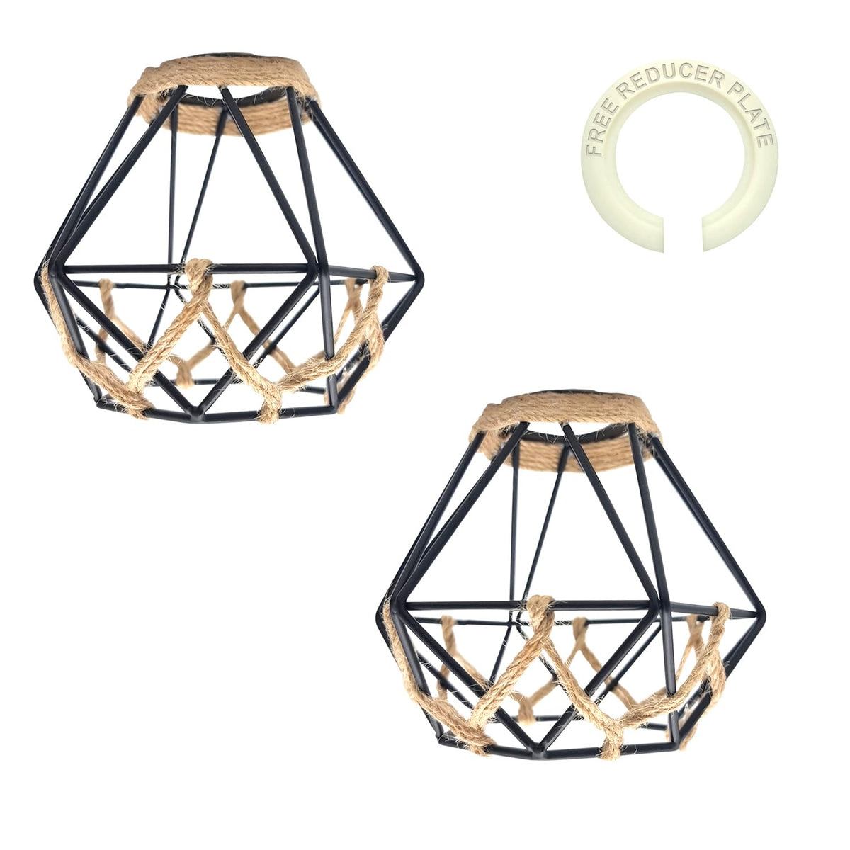 Vintage Hemp Rope  Wire Cage Ceiling Lampshade~4071