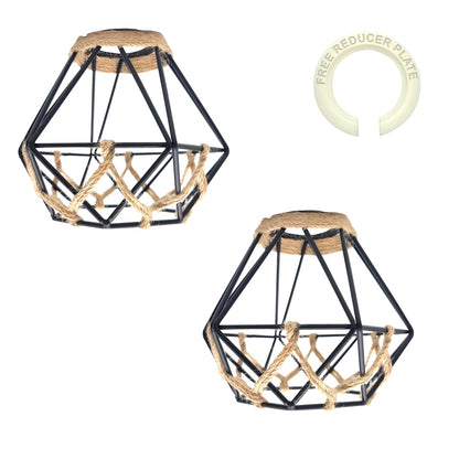 Vintage Hemp Rope  Wire Cage Ceiling Lampshade~4071