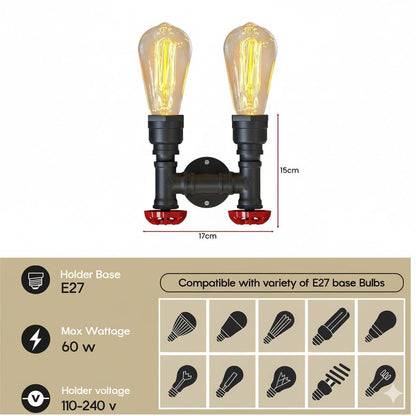 E27 socket pipe wall lamp