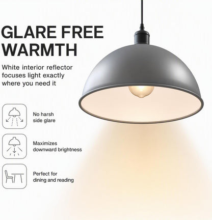 Vintage Large Industrial E27 Pendant Metal Ceiling Light Dome Shade ~3556