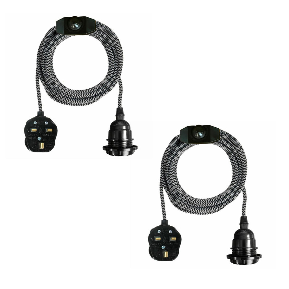 2m Plug in Pendant Light Fabric Cable  E27 Socket~4101