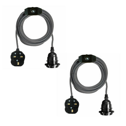 2m Plug in Pendant Light Fabric Cable  E27 Socket~4101