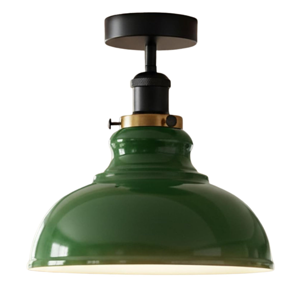 Curvy Metal Shade Ceiling Light, Semi Flush Mount Fixture, E26 Black Holder