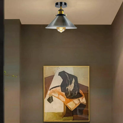 Cone Semi Flush Ceiling Light 22cm E27 with Bulb ~4110