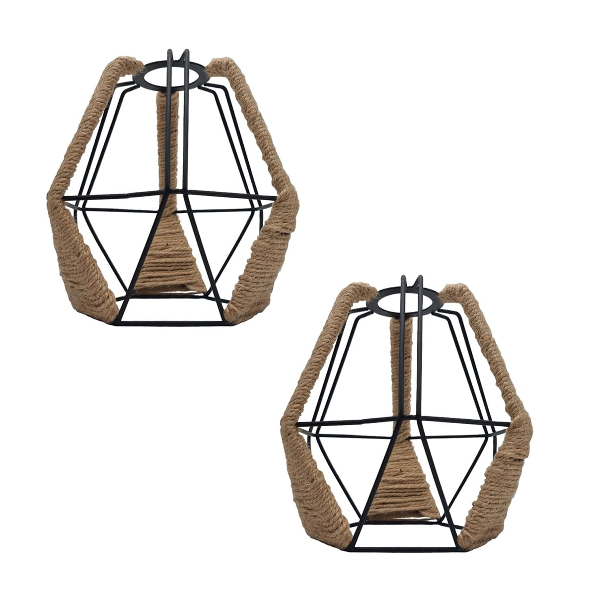 Vintage Hemp Rope  Wire Cage Ceiling Lampshade~4071