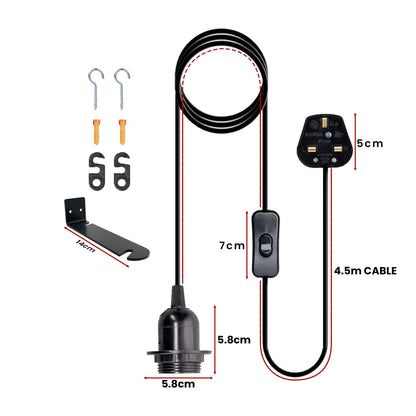 Plug in Pendant Light 2m/4.5m Cable E27 Lamp Holder~4119