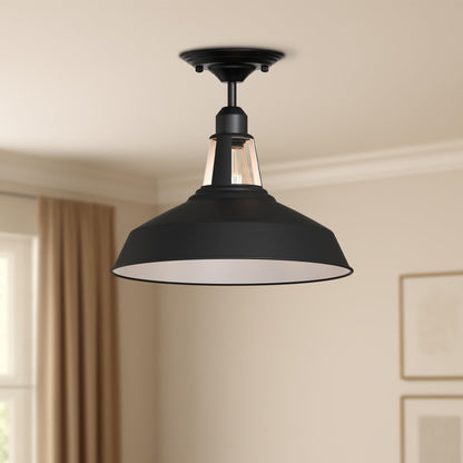Ceiling Light, Black, E27 Base, 30cm Metal Lamp Shade~4076