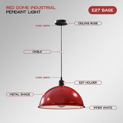 Vintage Large Industrial E27 Pendant Metal Ceiling Light Dome Shade ~3556