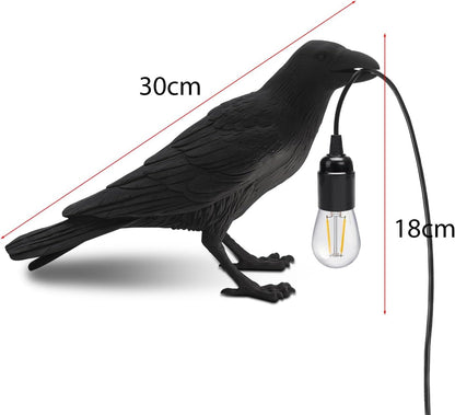 Black Raven Table Lamp – Resin Crow Lamp with Bulb~4044